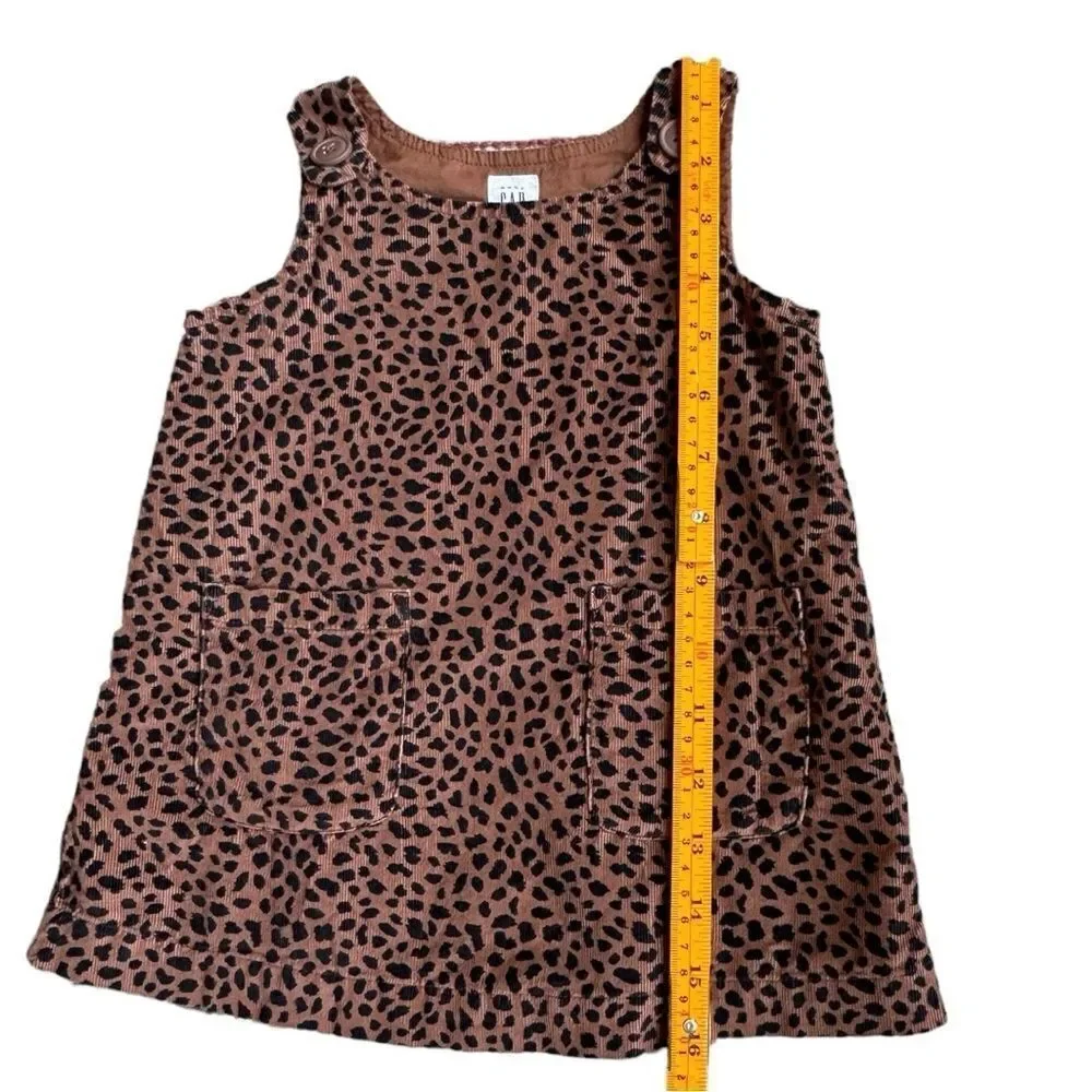 Baby GAP Girls Kids Leopard Print Sleeveless Corduroy Dress. 12-18 Months.